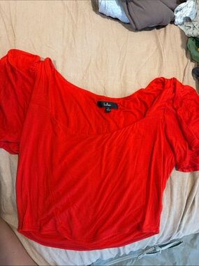 lulus Red Puff-Sleeve Crop Top